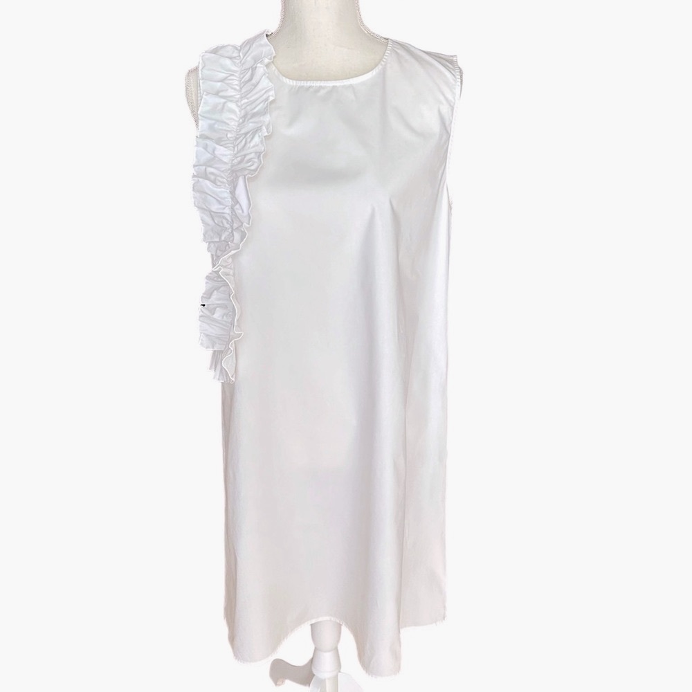 Chepe White 100% Cotton Dress with Ruffle Size Medium